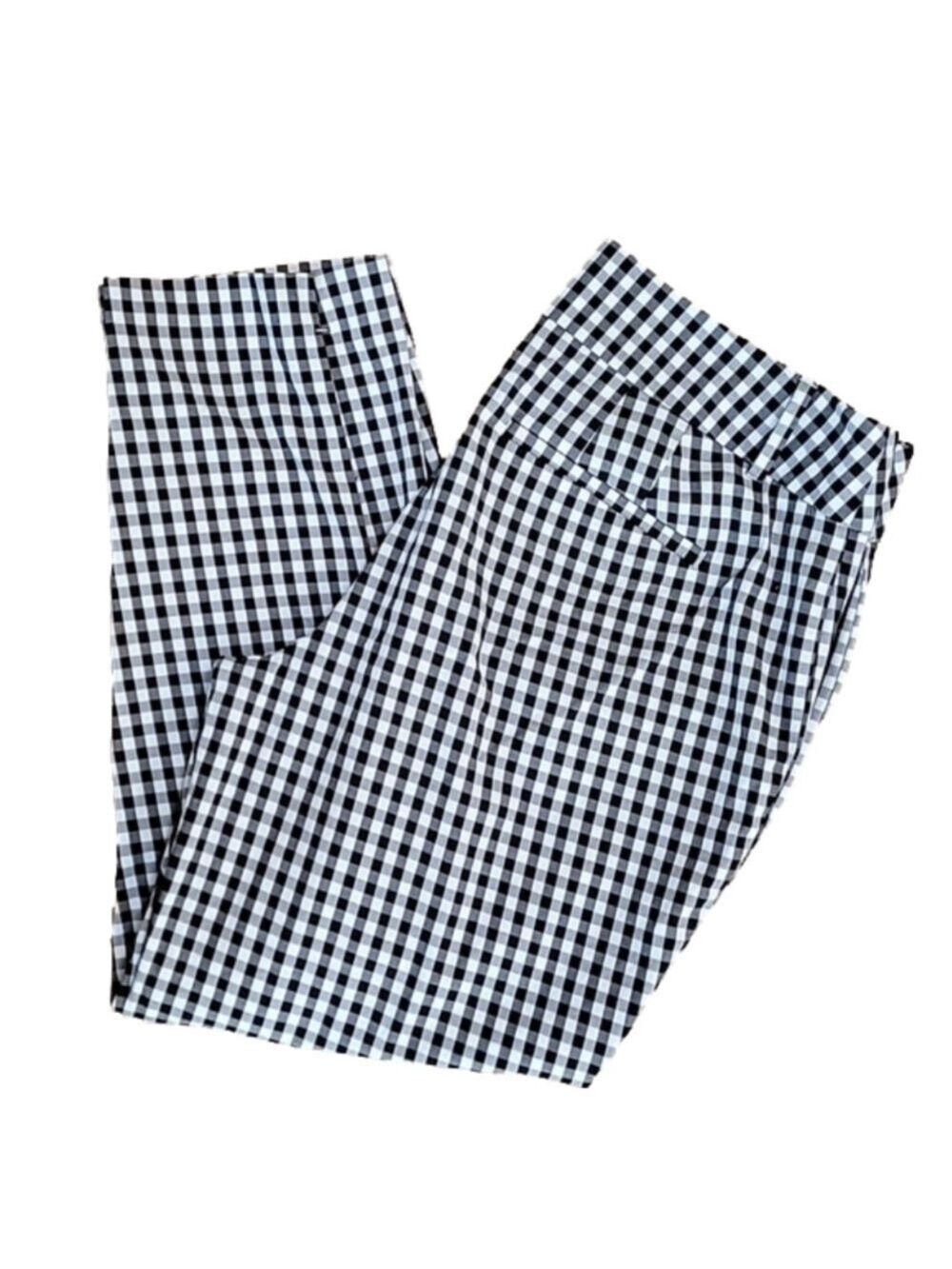Ann Taylor Factory Black/White Vichy Gingham Checked Ankle Pants Size 8 EUC